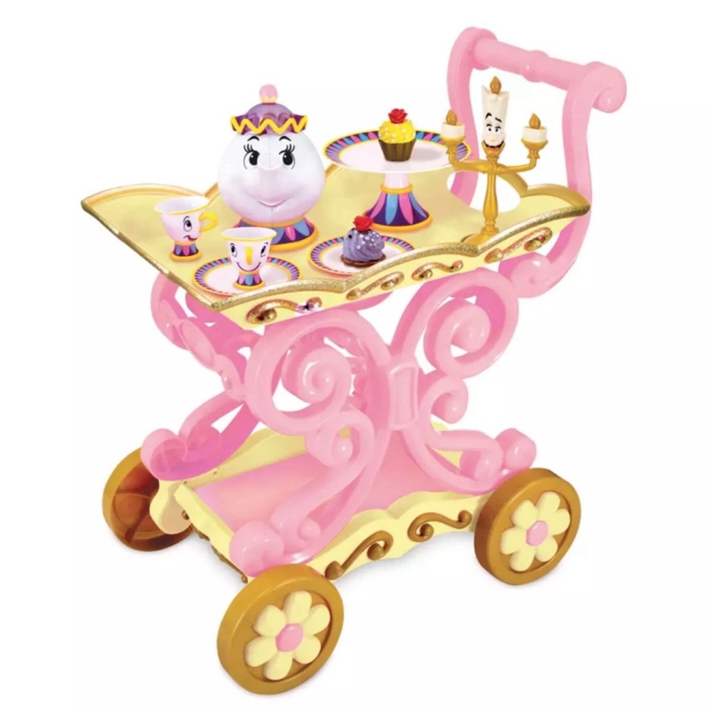 EUC! Disney Beauty and the Beast Singing Lumiere “Be Our Guest” Tea Cart Set